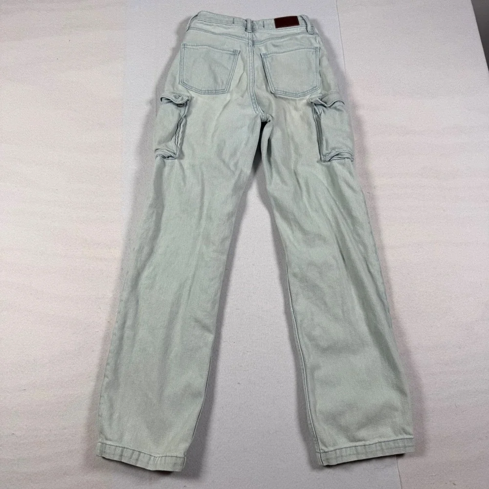 Hollister Ultra High-Rise Dad Jean Light Wash Cargo Denim 24x31 0R Skater Grunge